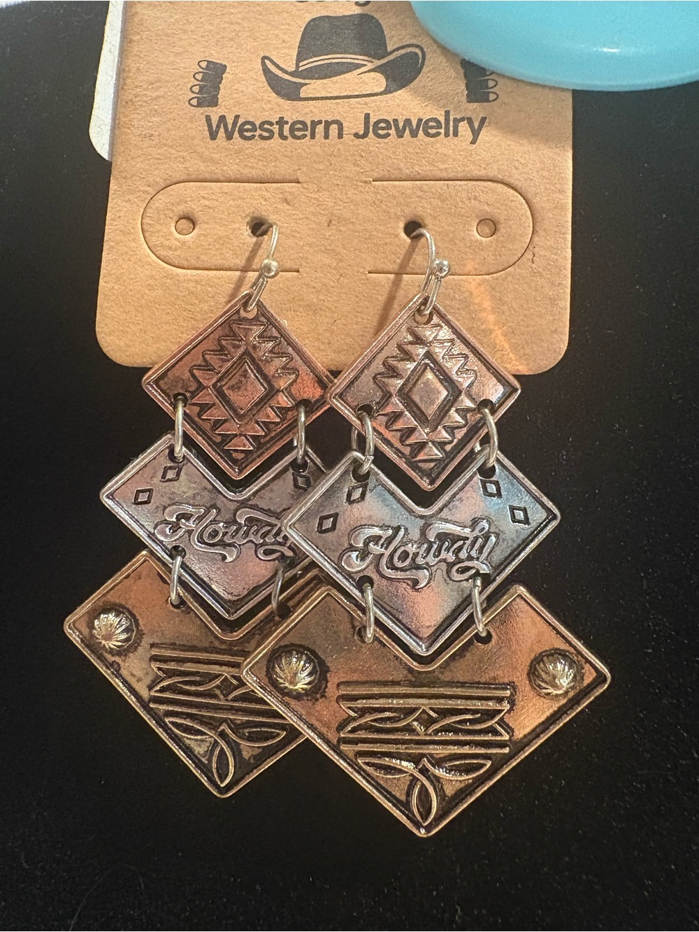 Western Dangle Earrings in Mixed Metal Tones